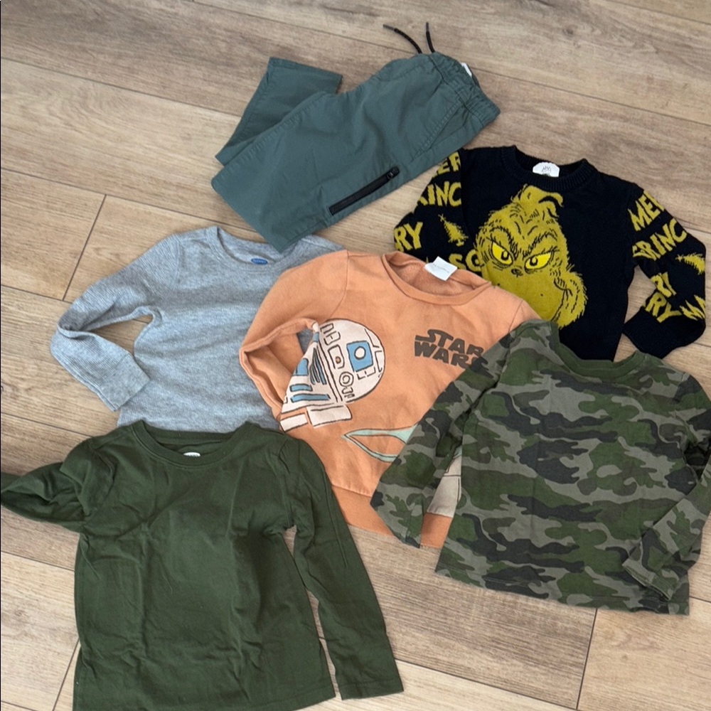 Kids Graphic and Solid Long Sleeve Shirts Bundle